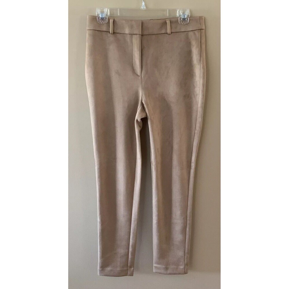 LOFT Dress Pants Sz 4 High Waist Skinny Career Pants Khaki Stretchy Zip Up B7